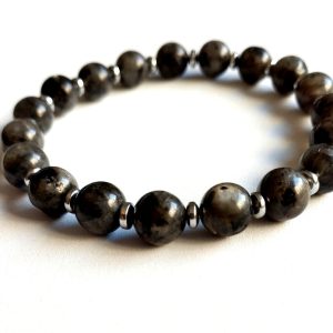 💎 Náramkový šperk z přírodního labradoritu s hematitem